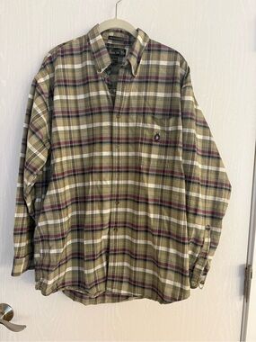 Knights of Round Table Men's Plaid Button Down Shirt Large 100% Cotton